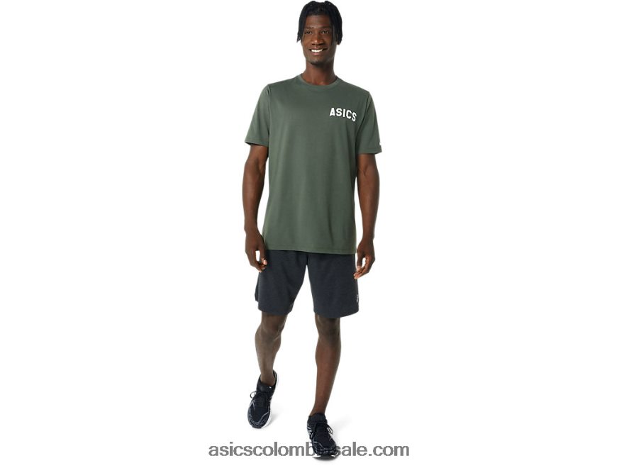 hombres Asics camiseta rayas amanecer lienzo de oliva 20X82N787