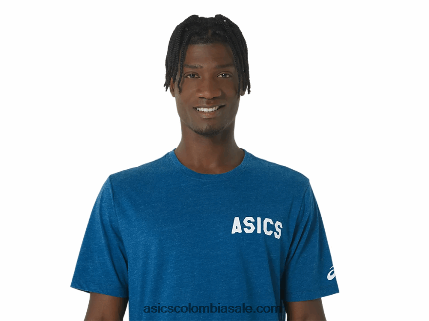 hombres Asics camiseta rayas amanecer unidad de lago 20X82N141