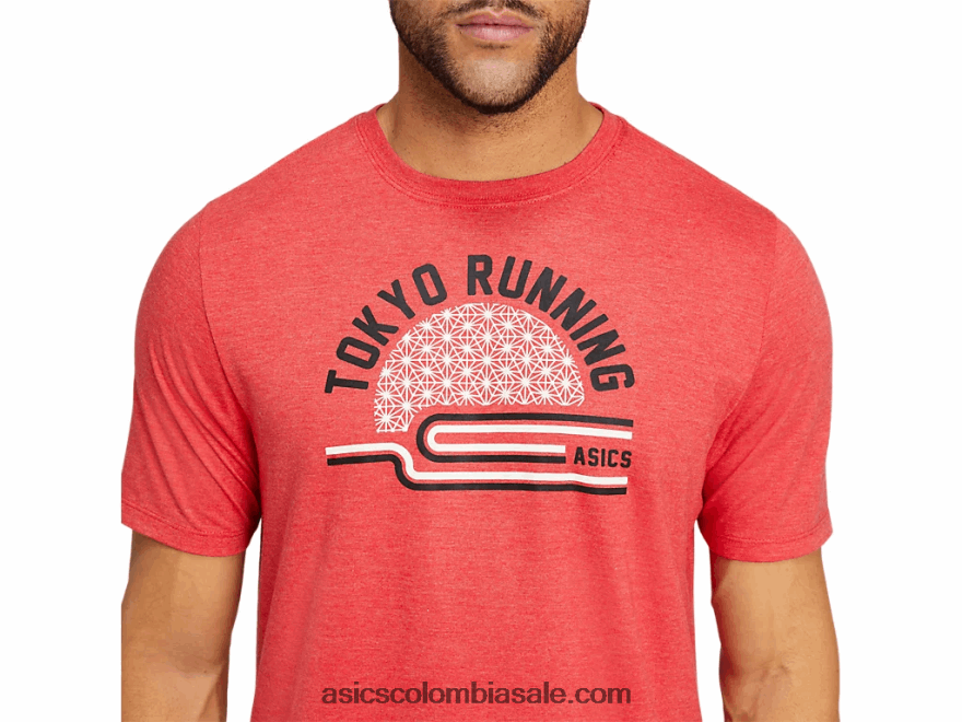 hombres Asics camiseta teatokyo brezo rojo clásico 20X82N2041
