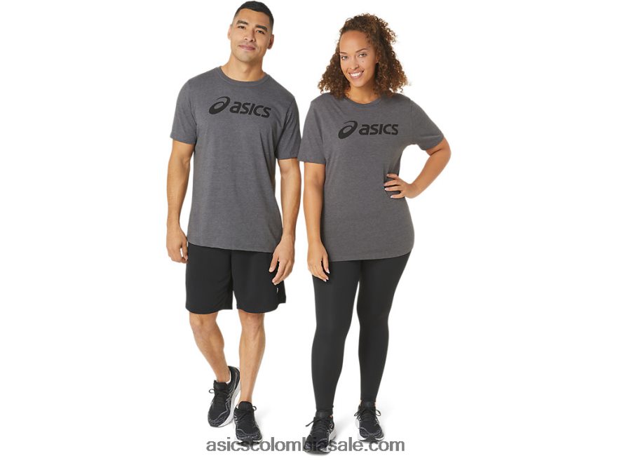 hombres Asics camiseta xg de manga corta con logo de lockup brezo gris oscuro 20X82N2076