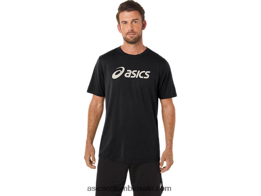 hombres Asics camiseta xg de manga corta con logo de lockup rendimiento negro 20X82N11