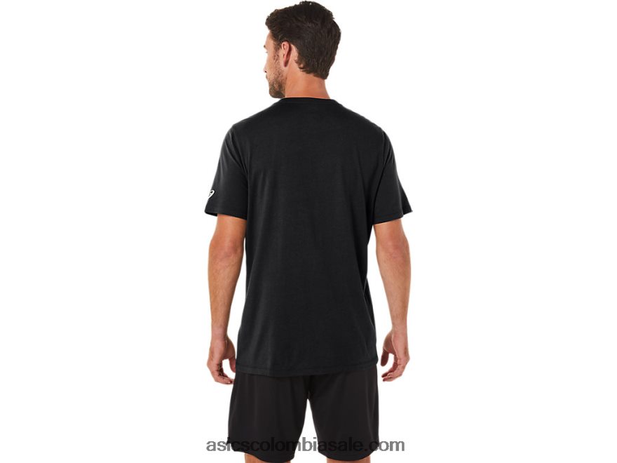 hombres Asics camiseta xg de manga corta con logo de lockup rendimiento negro 20X82N11