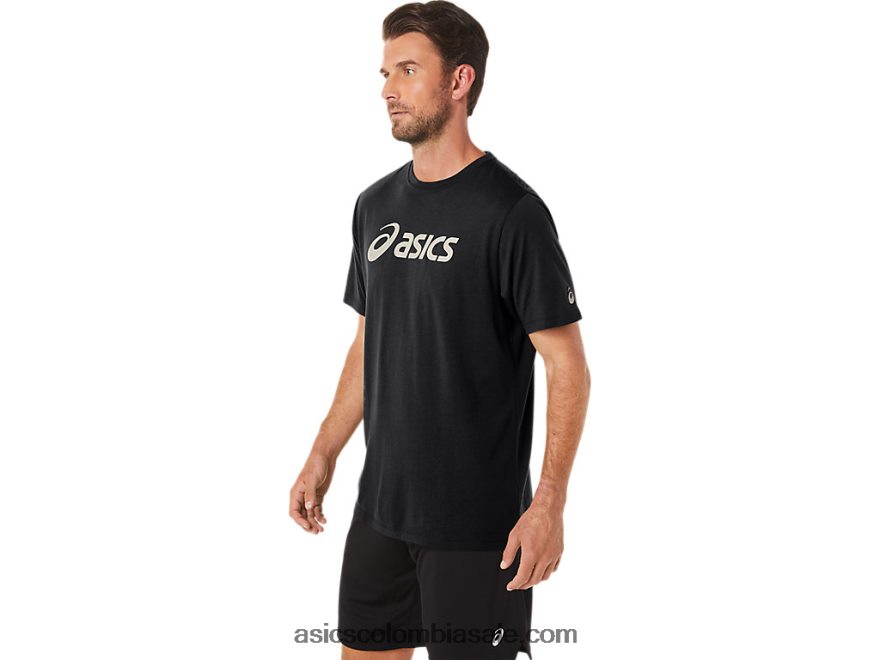 hombres Asics camiseta xg de manga corta con logo de lockup rendimiento negro 20X82N11