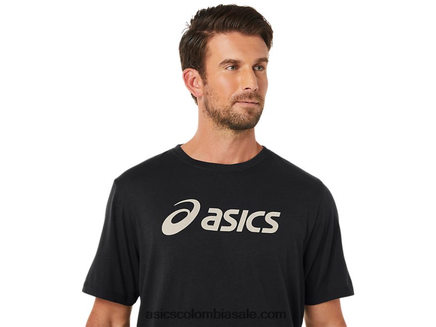 hombres Asics camiseta xg de manga corta con logo de lockup rendimiento negro 20X82N11