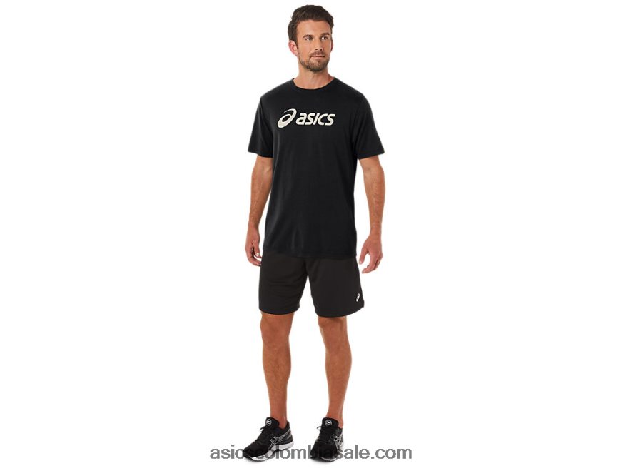 hombres Asics camiseta xg de manga corta con logo de lockup rendimiento negro 20X82N11