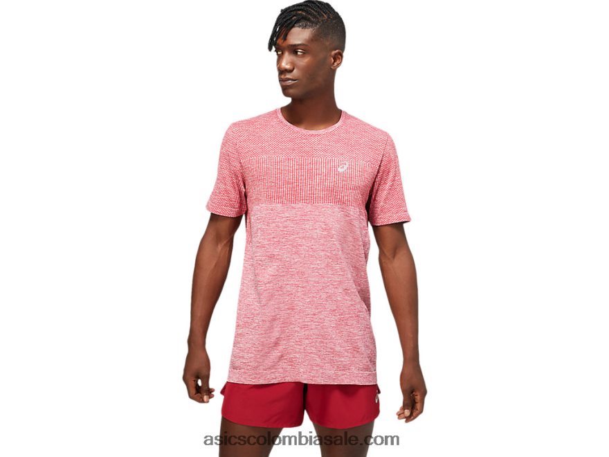 hombres Asics carrera de manga corta sin costuras borgoña 20X82N1806
