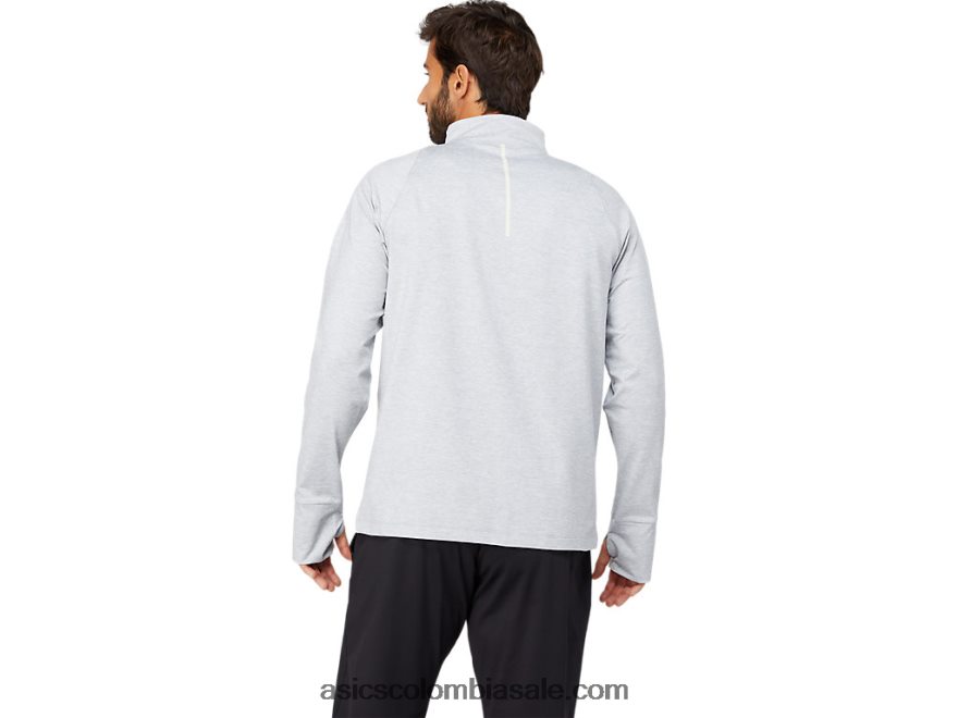 hombres Asics cremallera de un cuarto de thermopolis brezo gris claro 20X82N1633