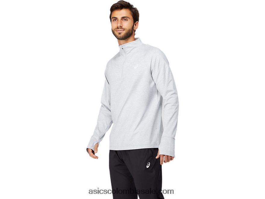 hombres Asics cremallera de un cuarto de thermopolis brezo gris claro 20X82N1633
