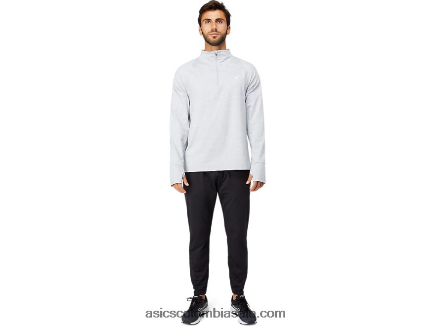 hombres Asics cremallera de un cuarto de thermopolis brezo gris claro 20X82N1633