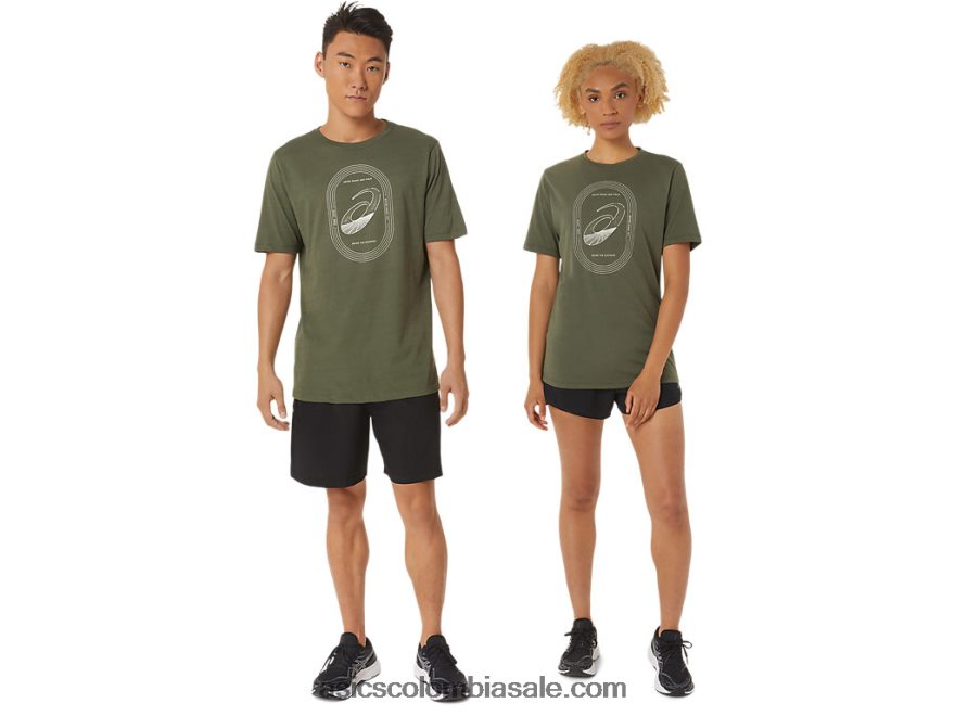 hombres Asics espiral una camiseta de pista y campo lienzo de oliva 20X82N1267