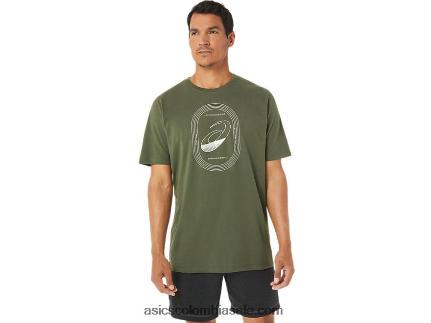 hombres Asics espiral una camiseta de pista y campo lienzo de oliva 20X82N1267