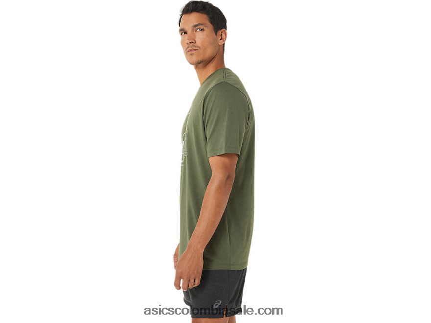 hombres Asics espiral una camiseta de pista y campo lienzo de oliva 20X82N1267