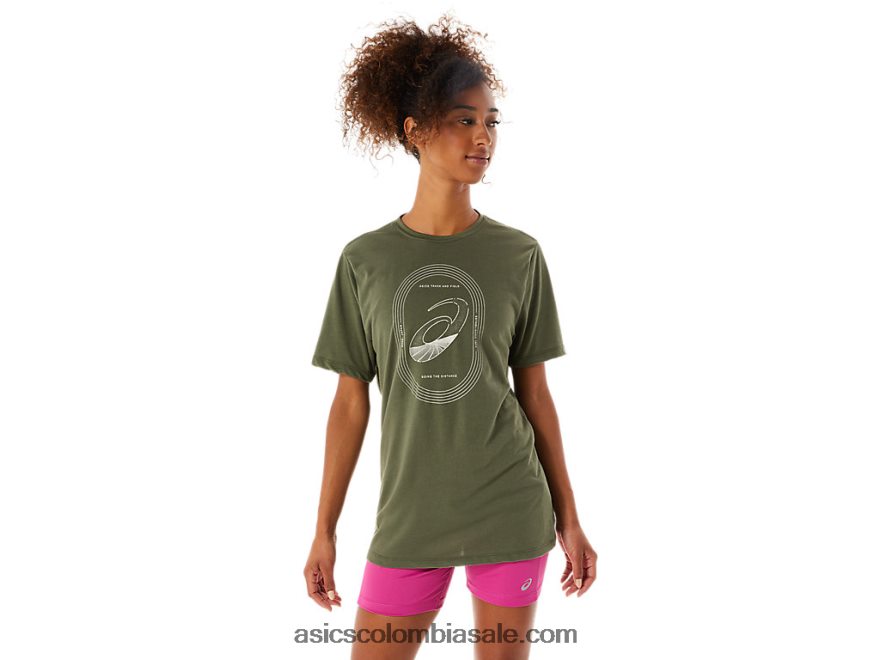 hombres Asics espiral una camiseta de pista y campo lienzo de oliva 20X82N1267