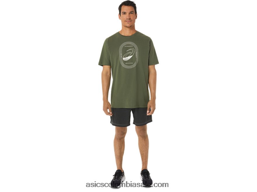 hombres Asics espiral una camiseta de pista y campo lienzo de oliva 20X82N1267
