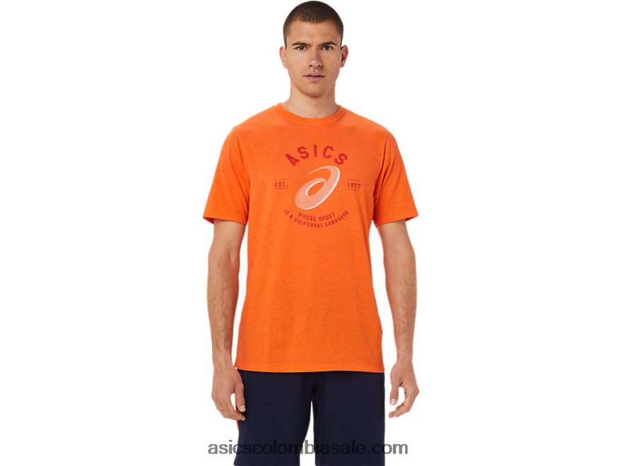 hombres Asics espiral una camiseta lang universal brezo de caléndula 20X82N1912