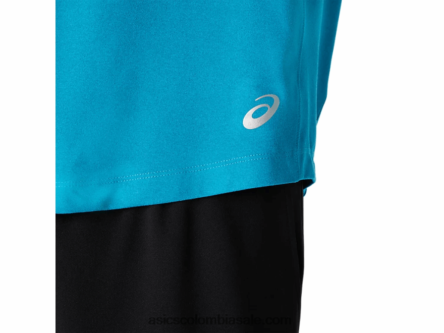 hombres Asics henley de manga larga perforada brezo azul turquesa 20X82N2026