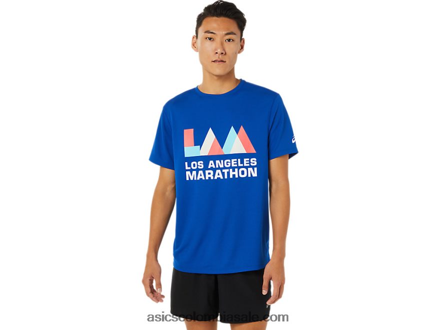 hombres Asics la maratón de manga corta azul 20X82N1622