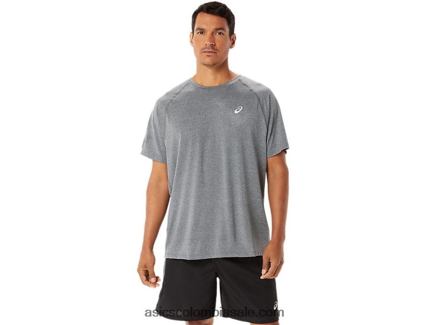 hombres Asics manga corta de lyte lista para usar brezo gris oscuro 20X82N1418