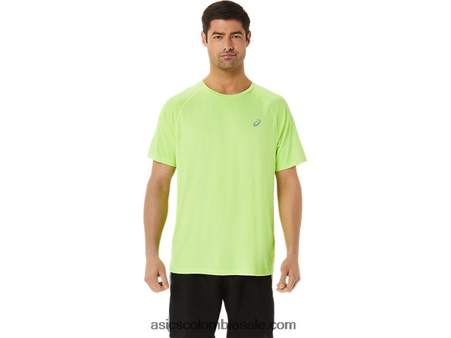 hombres Asics manga corta de lyte lista para usar peligro verde brezo 20X82N1453