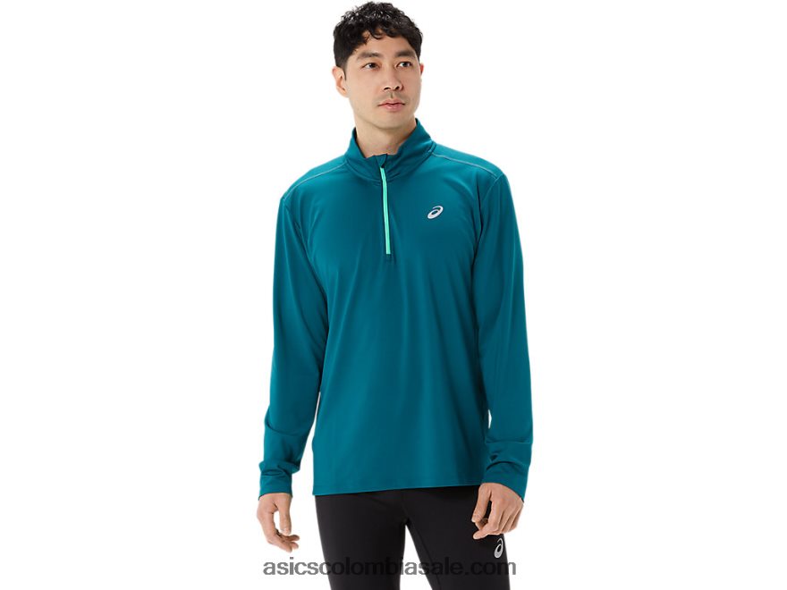 hombres Asics media cremallera lista para usar pino terciopelo/hoja nueva 20X82N975