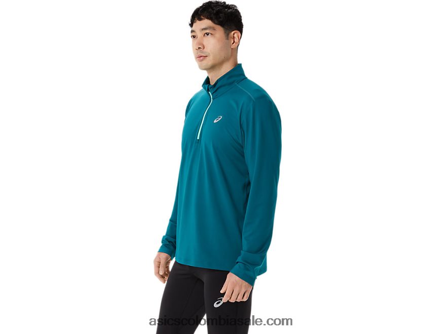 hombres Asics media cremallera lista para usar pino terciopelo/hoja nueva 20X82N975