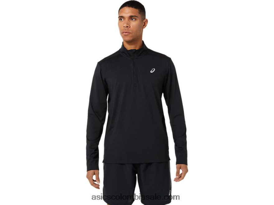 hombres Asics media cremallera lista para usar rendimiento negro 20X82N1389