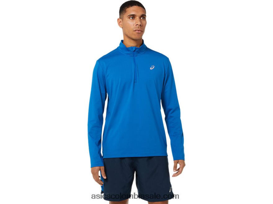 hombres Asics media cremallera lista para usar unidad de lago/peligro verde 20X82N1526
