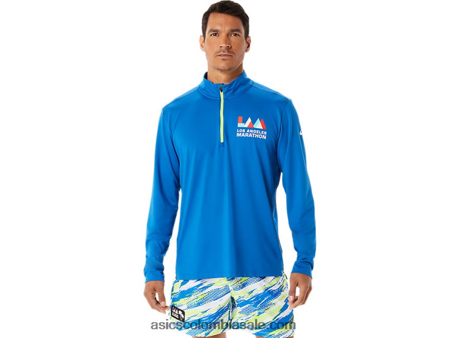 hombres Asics medio zip lam listo para usar unidad de lago/peligro verde 20X82N1339