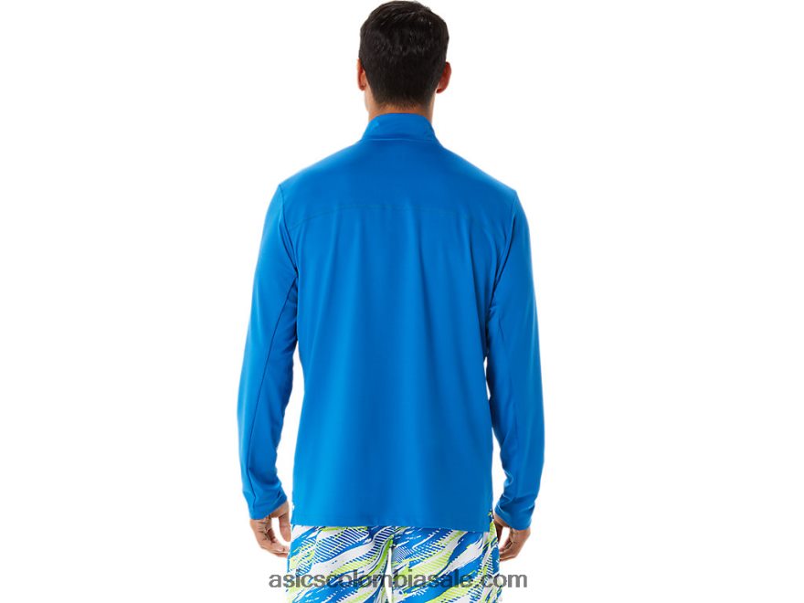 hombres Asics medio zip lam listo para usar unidad de lago/peligro verde 20X82N1339