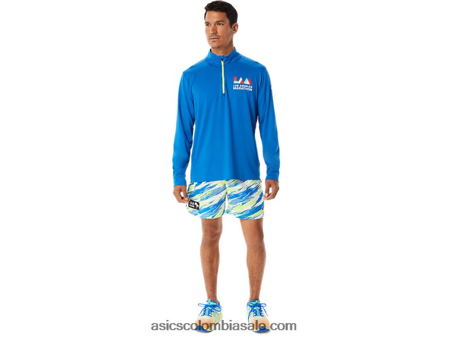 hombres Asics medio zip lam listo para usar unidad de lago/peligro verde 20X82N1339