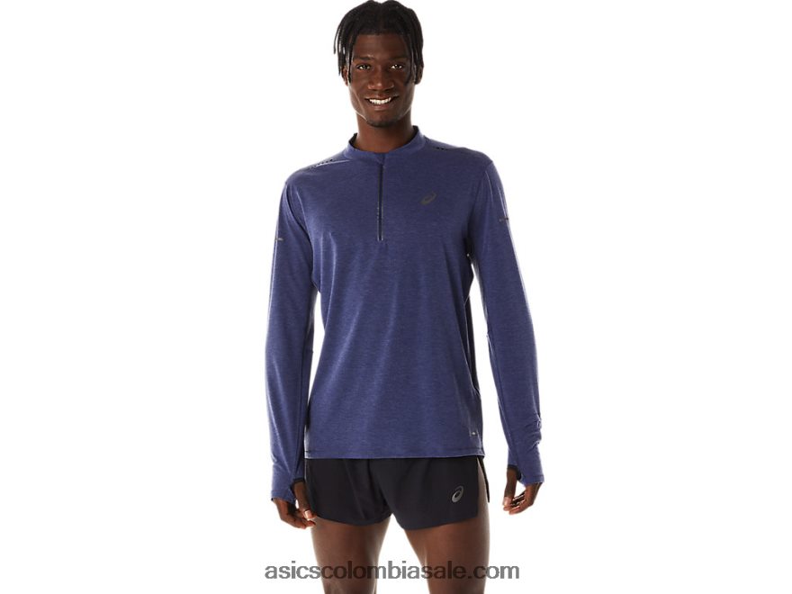 hombres Asics metarun top de manga larga con media cremallera azul índigo 20X82N278