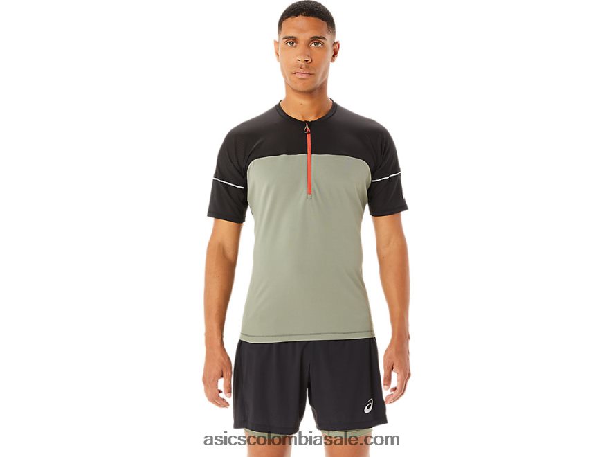 hombres Asics parte superior de fujitrail verde liquen/negro rendimiento 20X82N1088