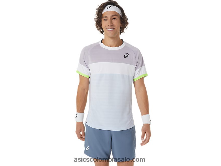 hombres Asics partido top de manga corta violeta anochecer/cielo suave 20X82N441