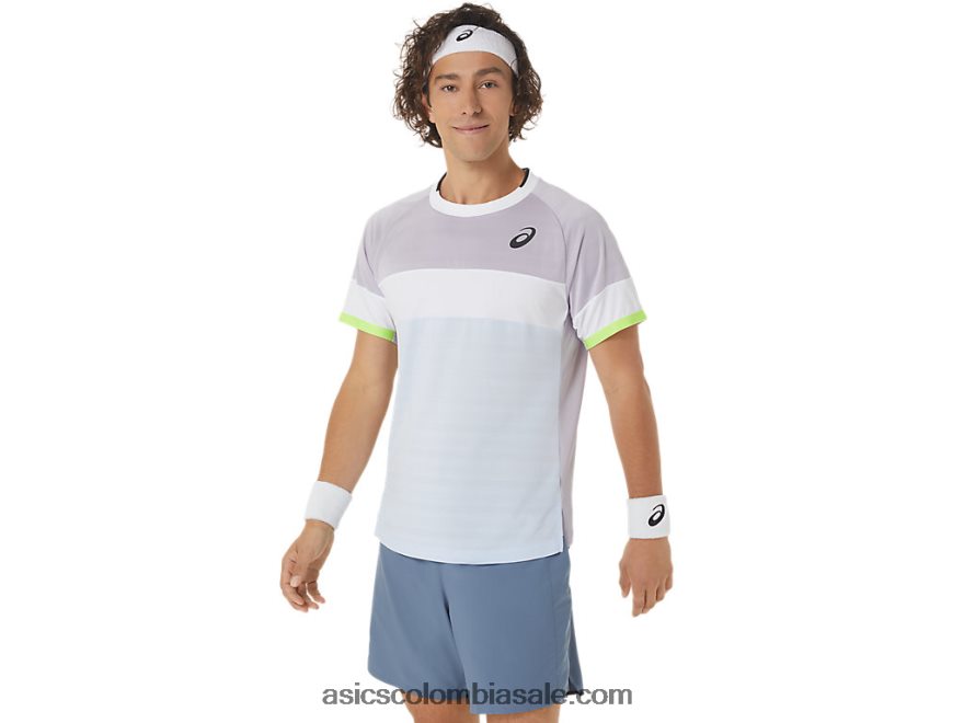 hombres Asics partido top de manga corta violeta anochecer/cielo suave 20X82N441