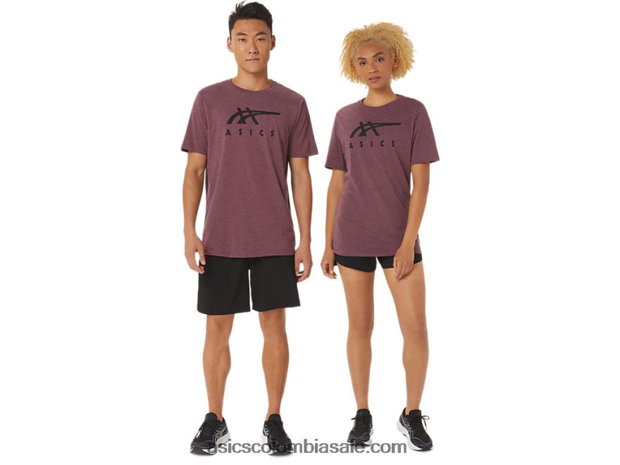 hombres Asics playera de manga corta a rayas Brezo profundo de Marte 20X82N1643
