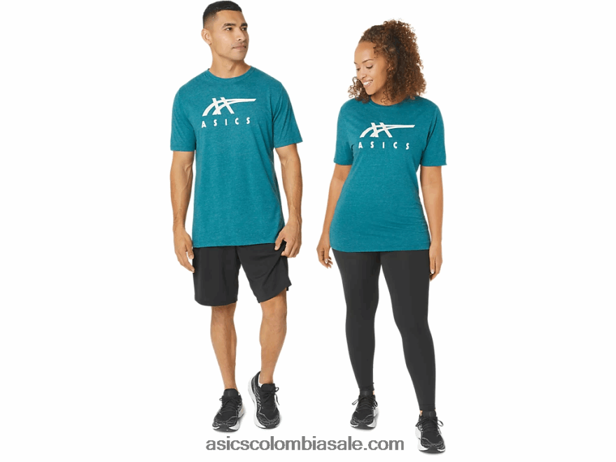 hombres Asics playera de manga corta a rayas brezo de pino de terciopelo 20X82N802