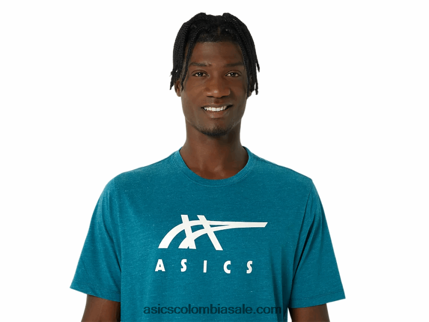 hombres Asics playera de manga corta a rayas brezo de pino de terciopelo 20X82N802