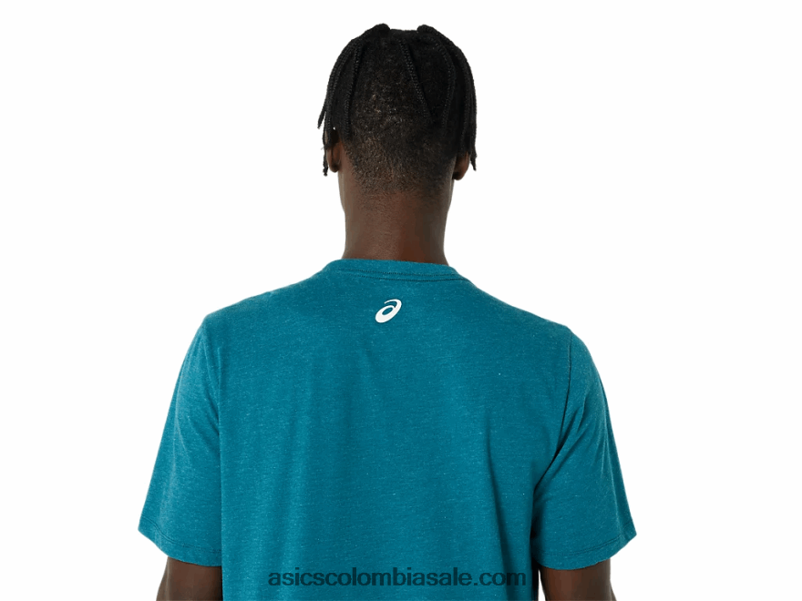 hombres Asics playera de manga corta a rayas brezo de pino de terciopelo 20X82N802