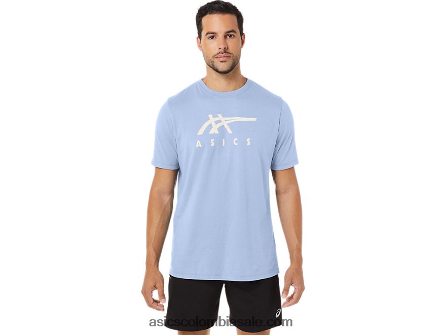 hombres Asics playera de manga corta a rayas cielo suave 20X82N28