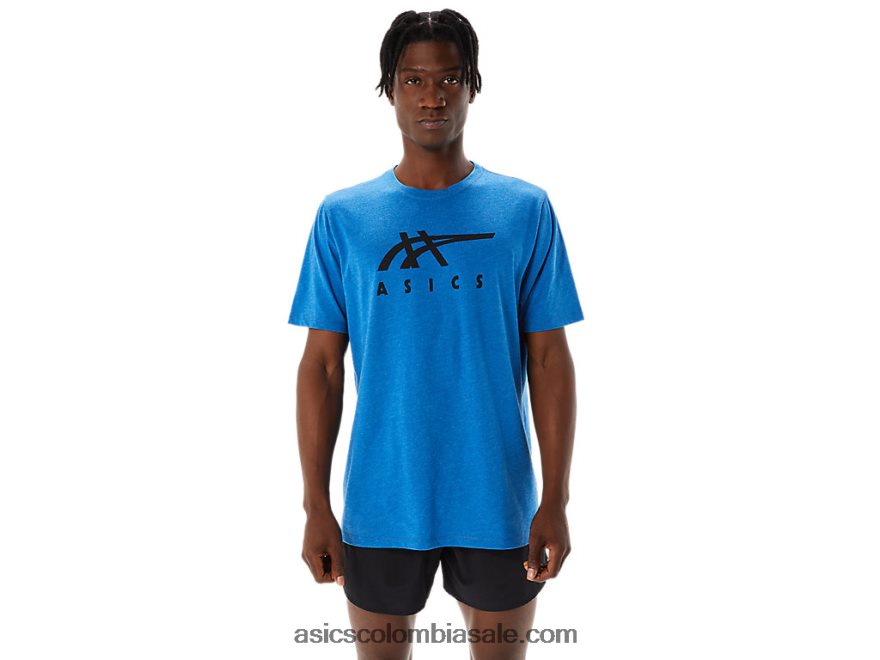 hombres Asics playera de manga corta a rayas lago drive brezo 20X82N850