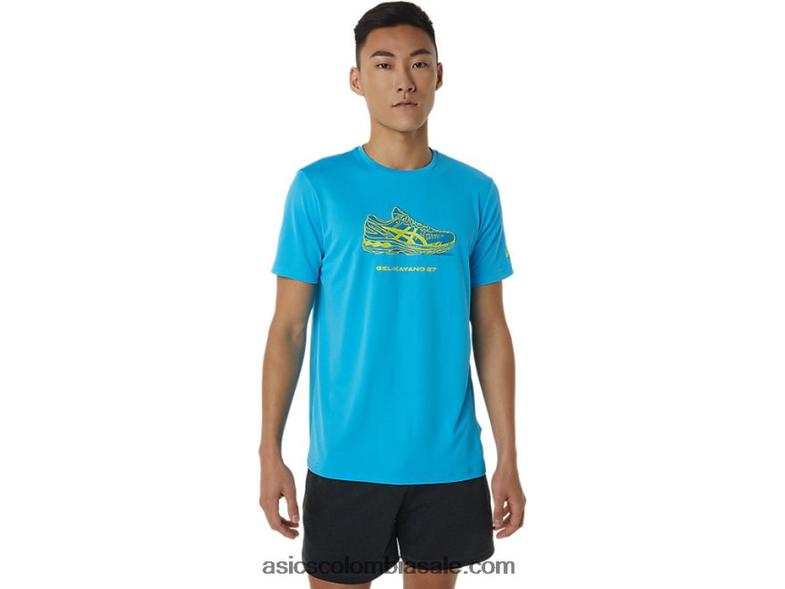 hombres Asics playera de manga corta con estampado de zapatos agua digital 20X82N1376
