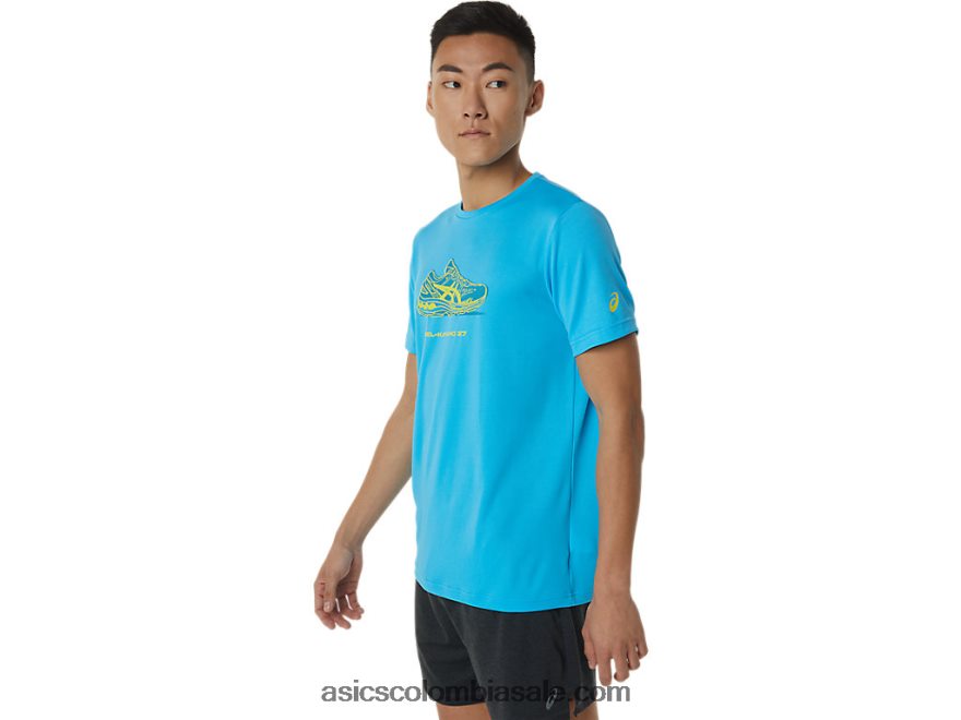 hombres Asics playera de manga corta con estampado de zapatos agua digital 20X82N1376