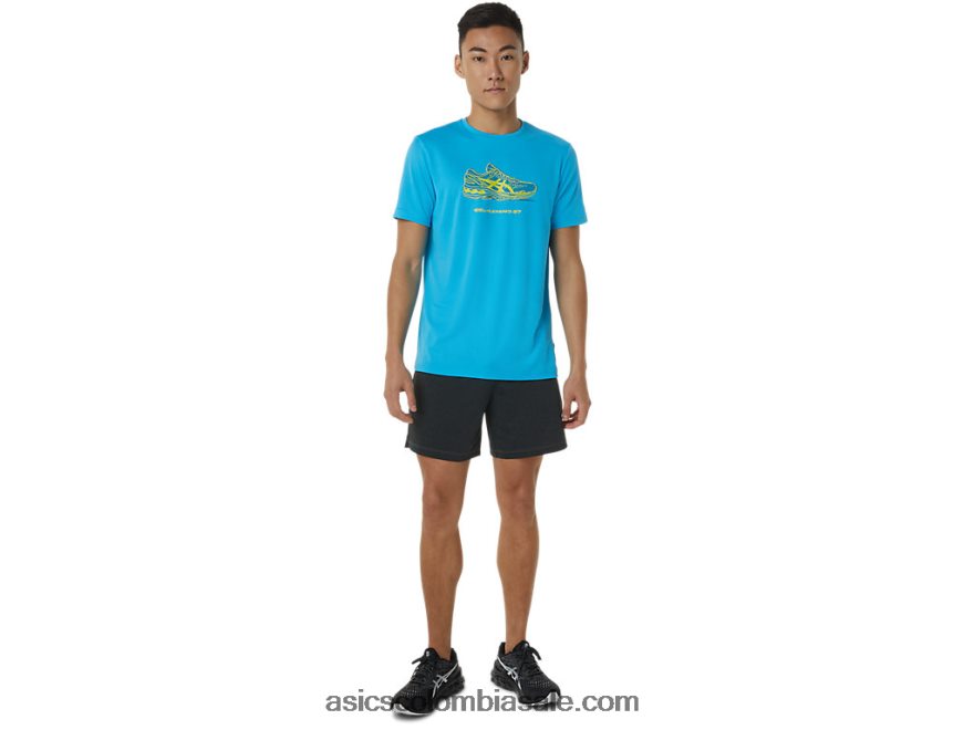 hombres Asics playera de manga corta con estampado de zapatos agua digital 20X82N1376