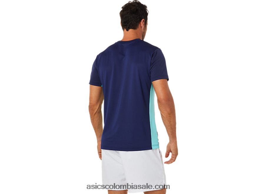 hombres Asics playera de manga corta con gráfico de corte blanco brillante 20X82N1531
