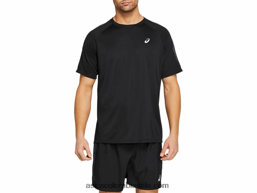 hombres Asics playera de manga corta con icono negro rendimiento/gris portador 20X82N1978