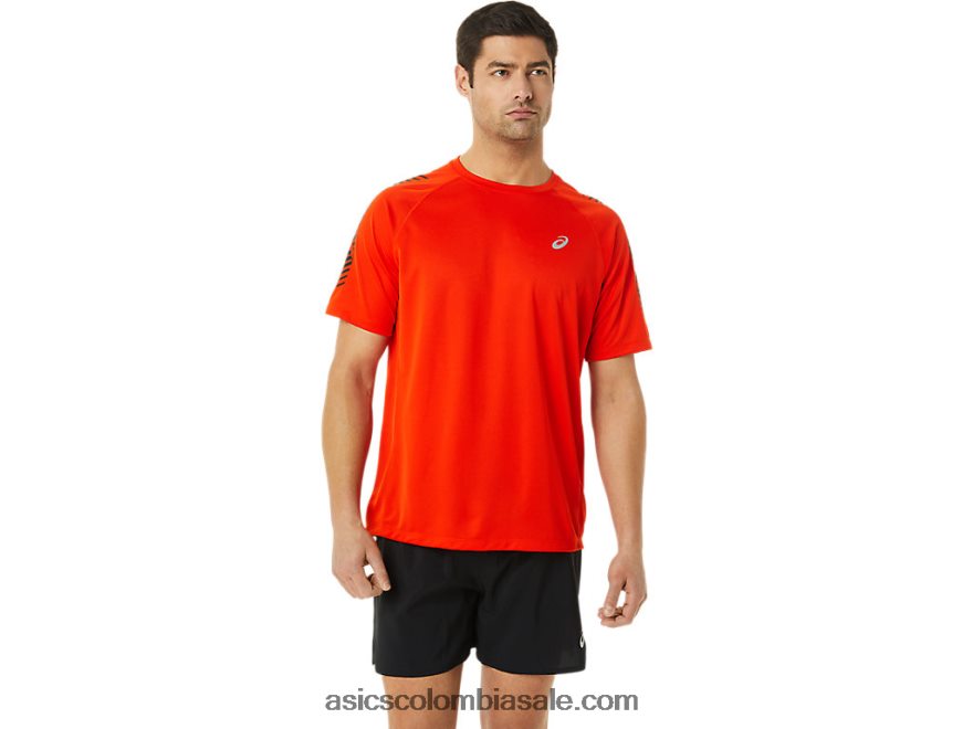 hombres Asics playera de manga corta con icono tomate cherry/negro rendimiento 20X82N1048
