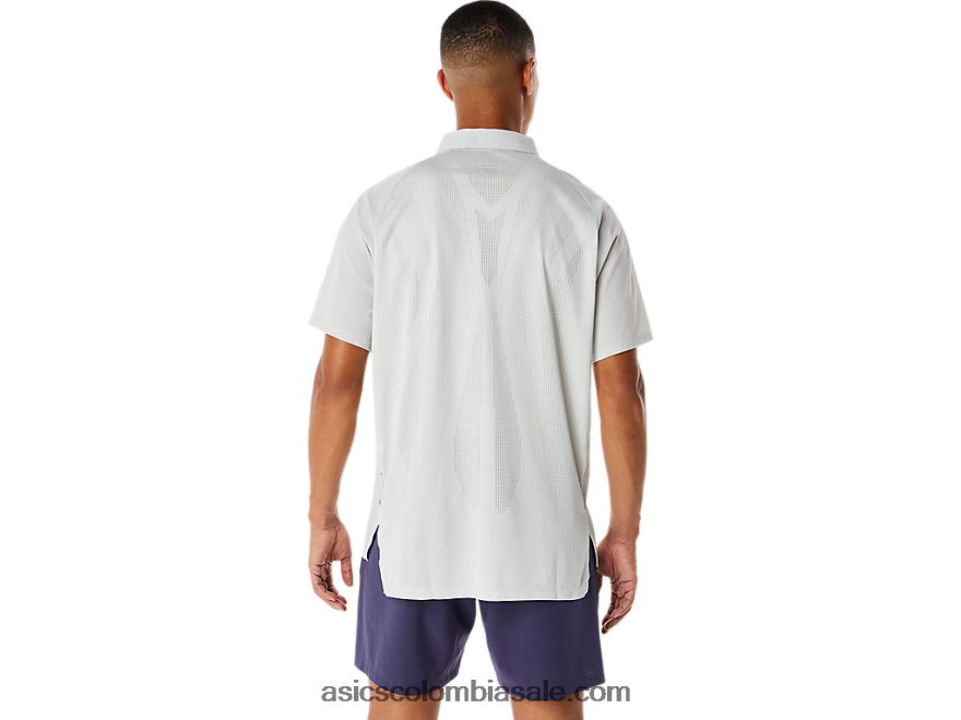 hombres Asics polo actibreeze en jacquard gris glaciar 20X82N275