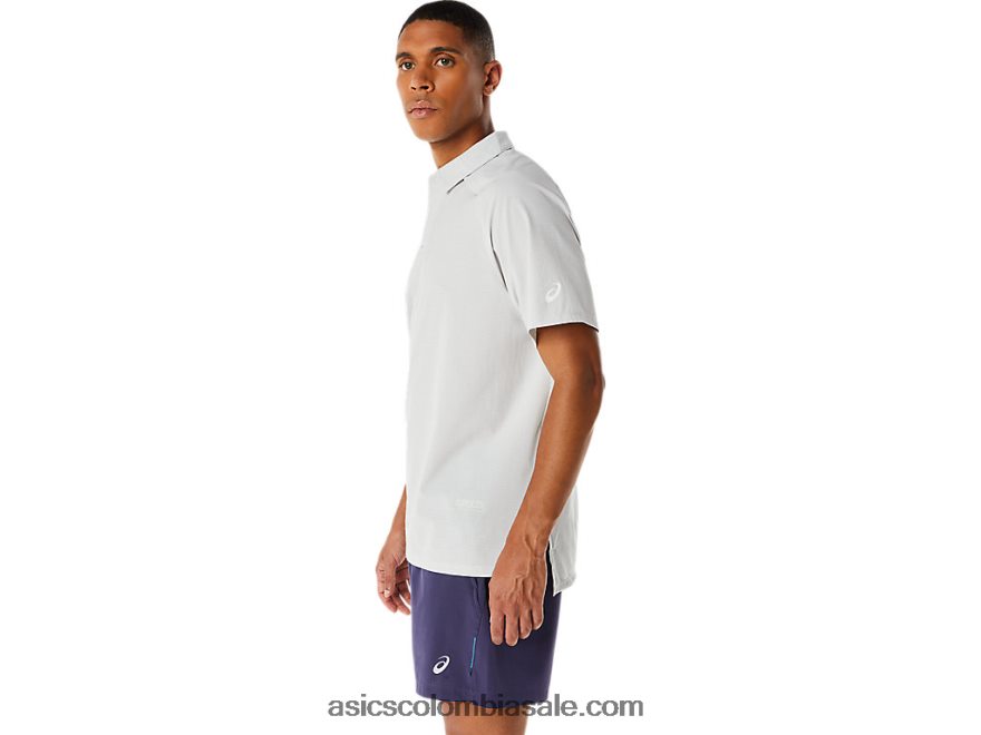 hombres Asics polo actibreeze en jacquard gris glaciar 20X82N275