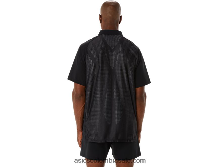 hombres Asics polo actibreeze en jacquard rendimiento negro 20X82N270