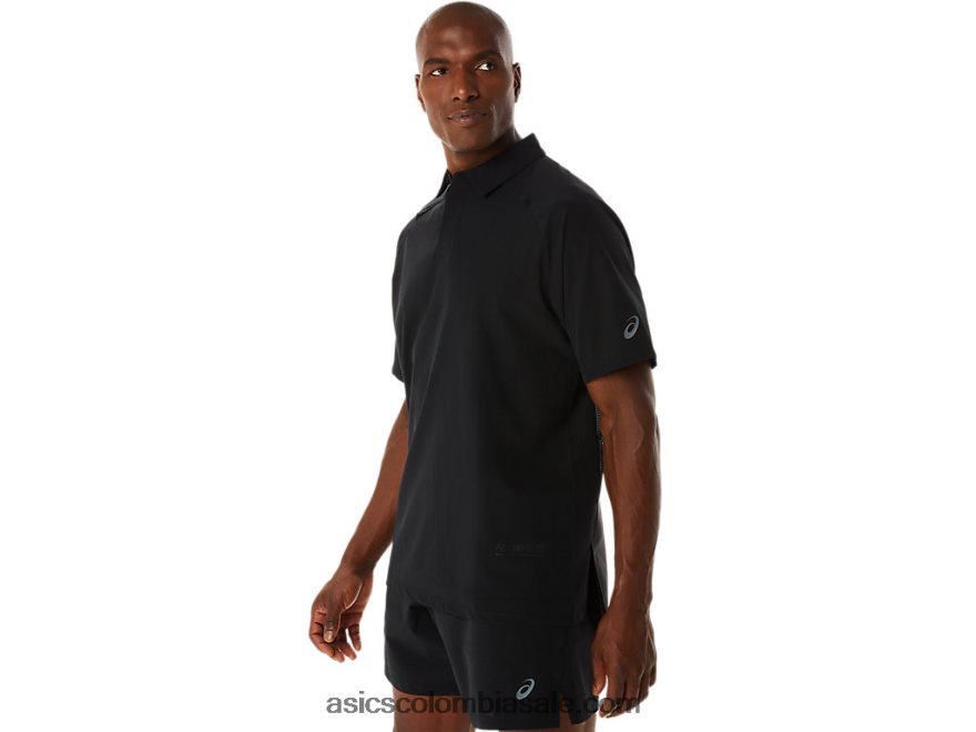 hombres Asics polo actibreeze en jacquard rendimiento negro 20X82N270
